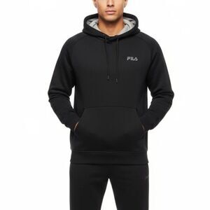 ✨ FILA Sport Hoodie Men's M Black Pullover Preowned
